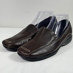 Aerology by Aerosoles Toe Riffic Leather Loafers Comfort Slip On Shoes Brown 9.5